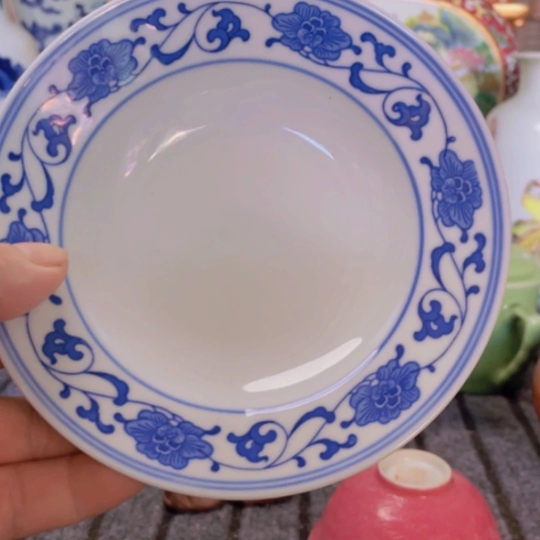 【闪购商品】摆件靑花缠枝莲花纹小盘子