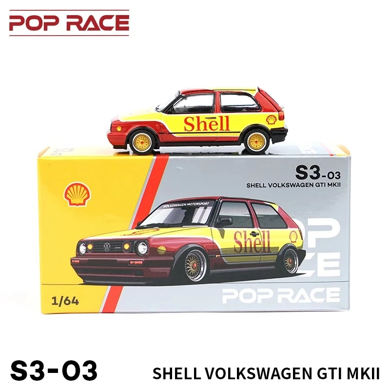 拓意POPRAC大众高尔夫MK2壳牌SHELL联名款1/64仿真合金汽车模型