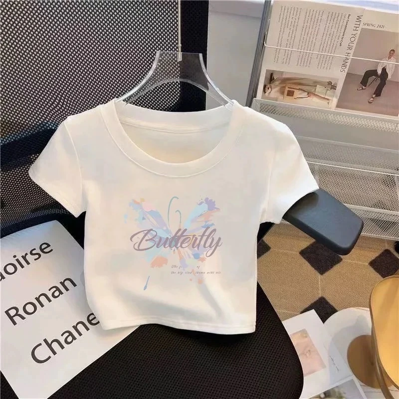 夏季2025新款女童短袖t恤短款童装儿童纯棉上衣女孩大童夏装体恤