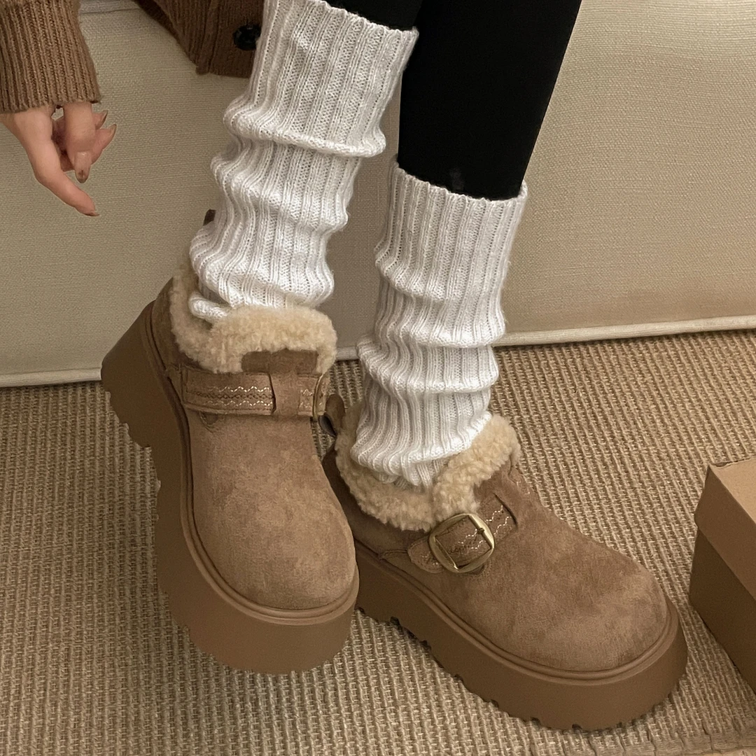 南在南方复古保暖加绒加厚棉鞋女冬外穿2025新款厚底保暖勃肯鞋子