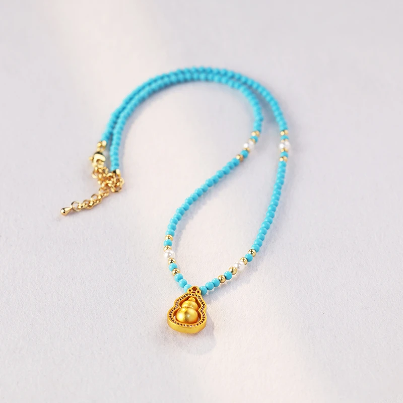 合金合成锆石吊坠 轻奢时尚设计感可旋转葫芦松石色系吊坠QD-2300