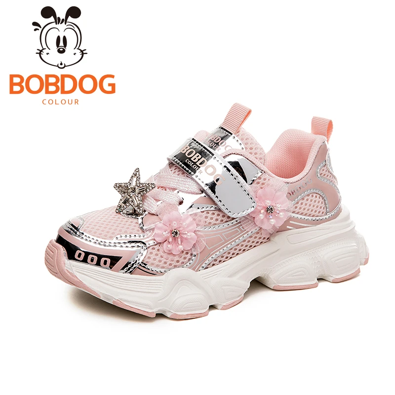 巴布豆卡乐儿童运动鞋网面水钻透气百搭女童老爹鞋春季新款潮防滑