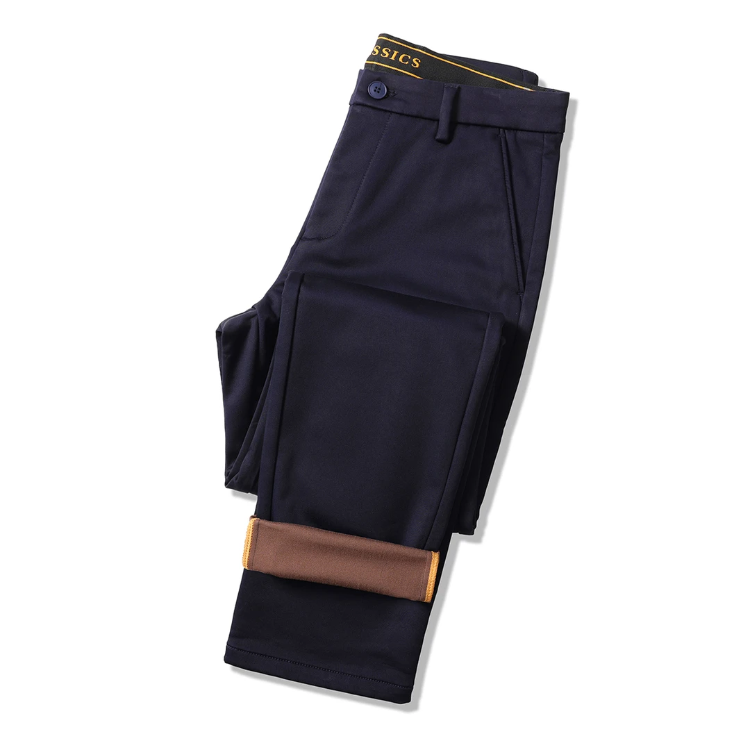 腾派冬季新款加厚弹力休闲裤男士直筒裤时尚百搭微宽松男长裤子