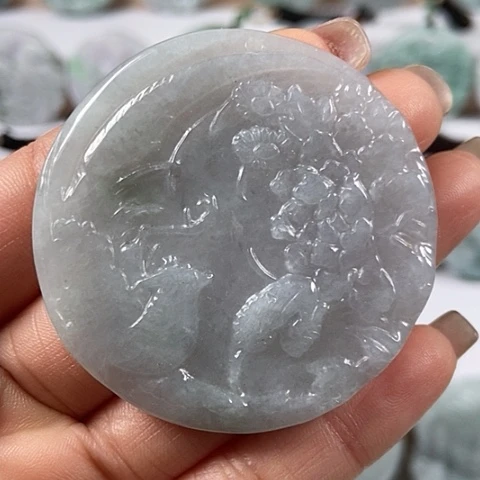 翡翠颈饰未镶嵌凤穿牡丹福利