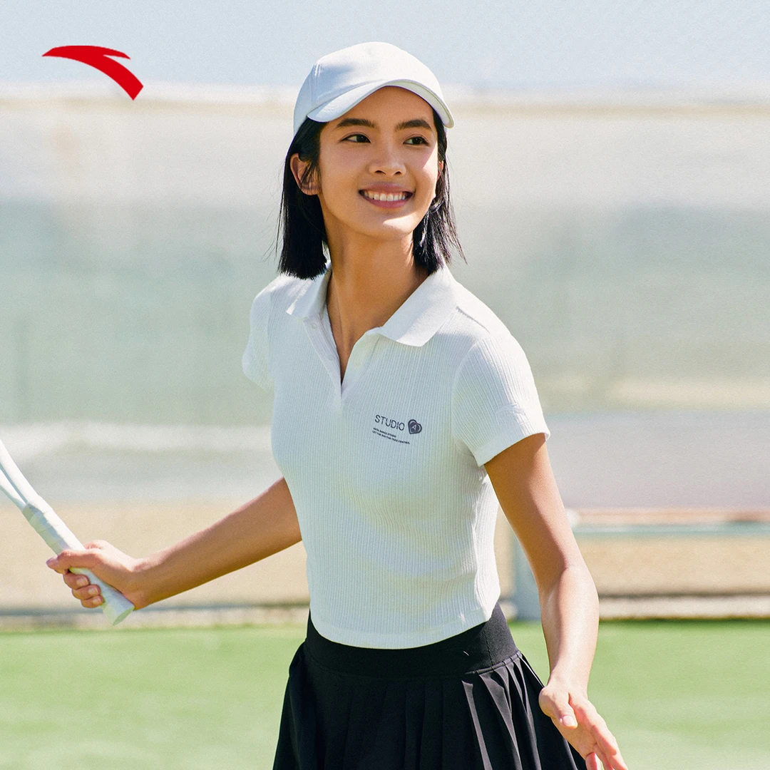 【反季节衣服】安踏修身短袖polo衫女翻领显瘦T恤透气半袖上衣女夏