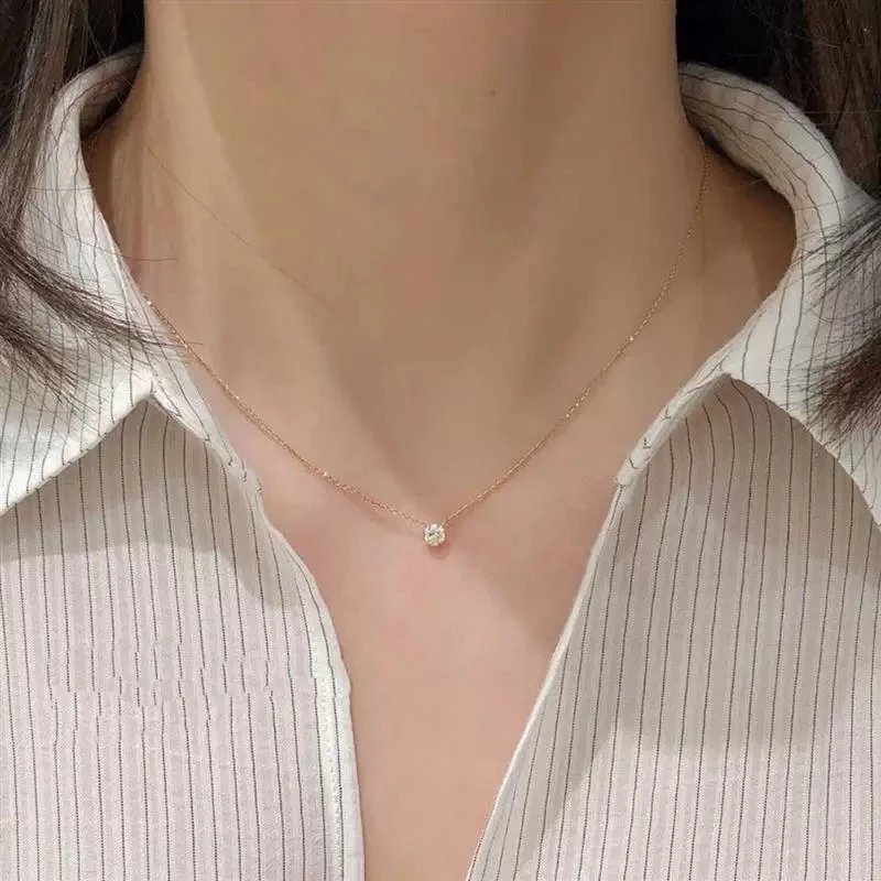 钛钢项链 A-07-经典单钻项链气质锁骨链轻奢百搭小众简约