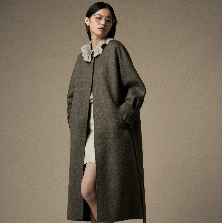 RONGYU绒郁大衣高级奢华经典款100%山羊绒大衣气质时尚女士