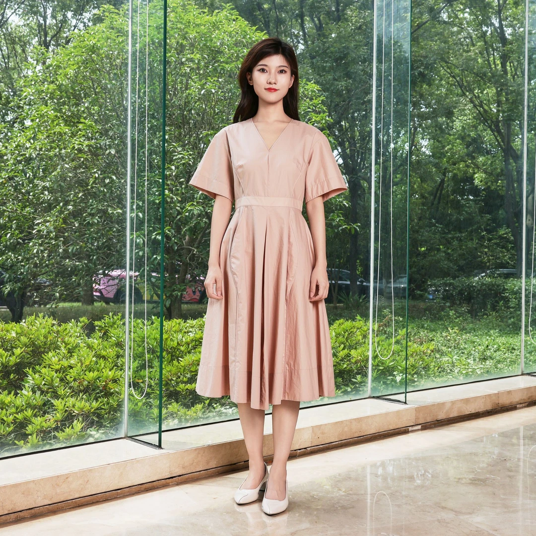 啦娜菲LANAFAY夏季V领连衣裙9X495