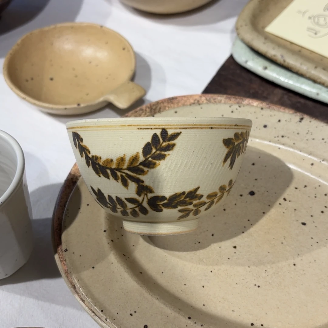 陶阿沐米白叶子小碗