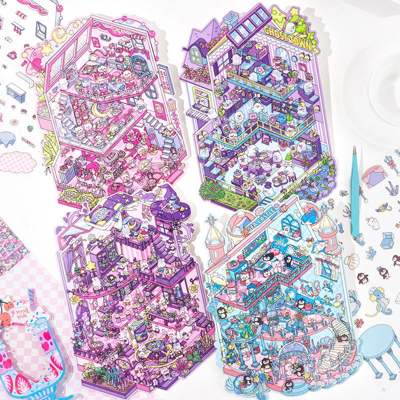 梦幻萌宠城堡超大号造景贴纸