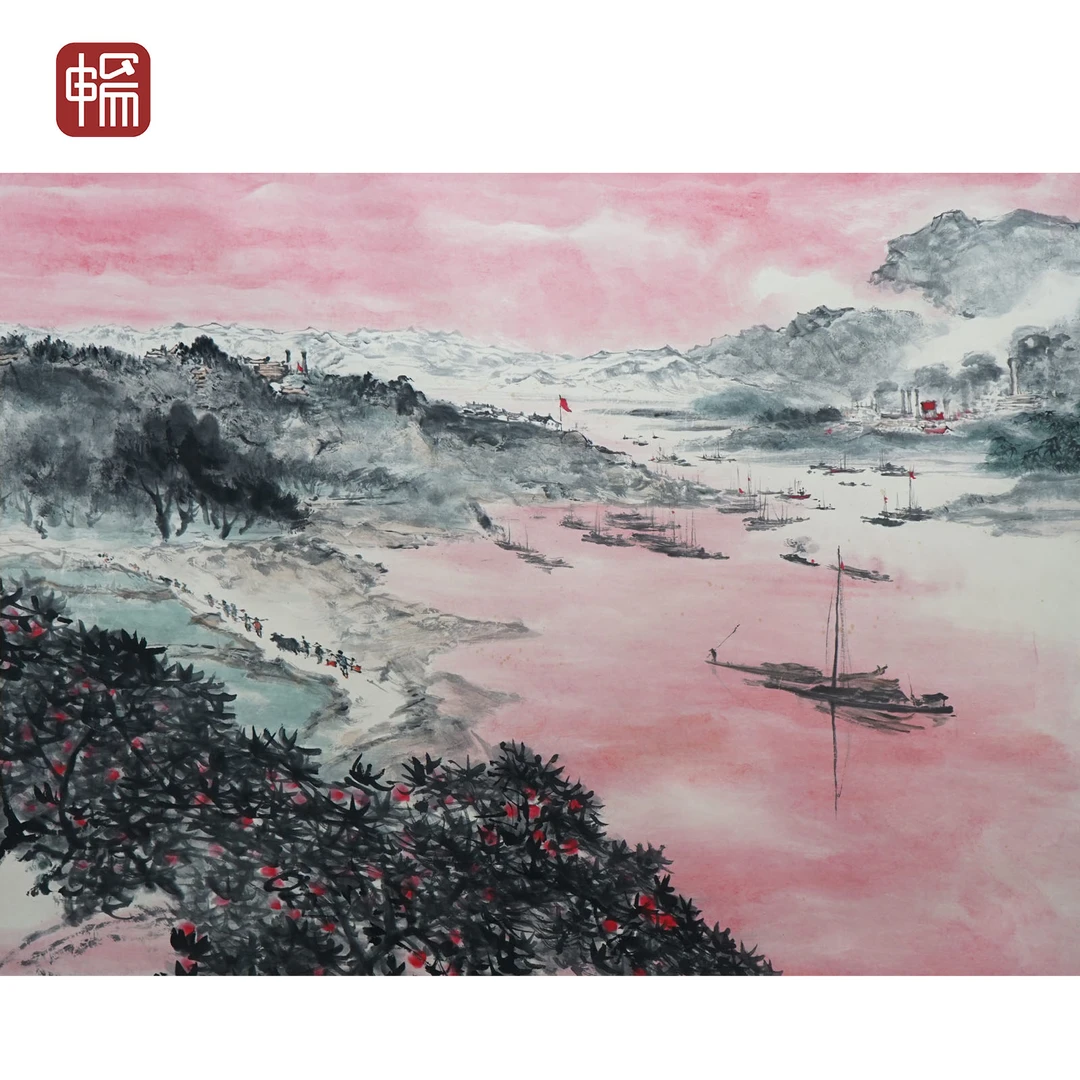 T1076 1964年作《芙蓉国里尽朝晖》107*79(7.6平尺) 纸本镜片 FL