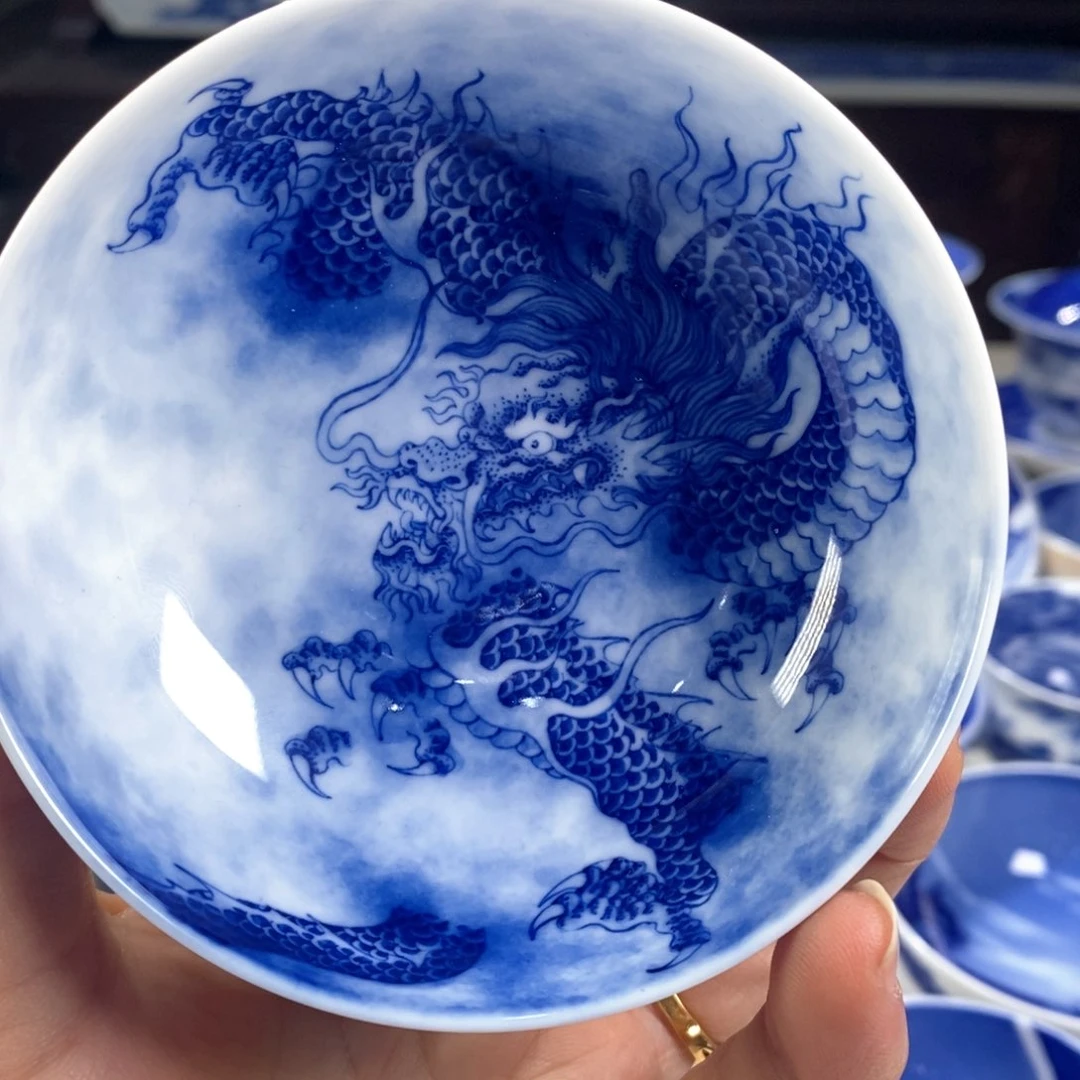 瓷片青花龙主人杯杯
