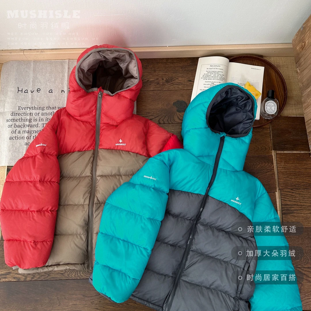 阿又冬季童装儿童男童中大童亲子撞色羽绒服99139D