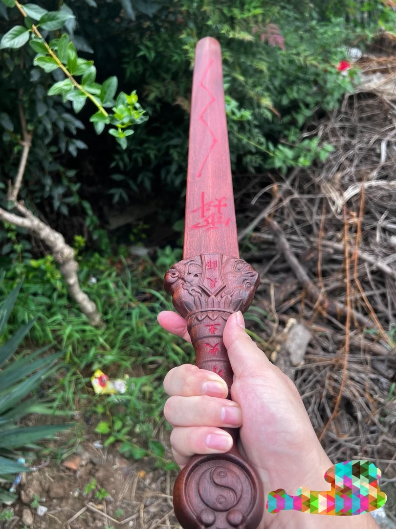 天然枣木天师剑道家文创莲花精雕精美文玩用品立体工艺品雕刻创意