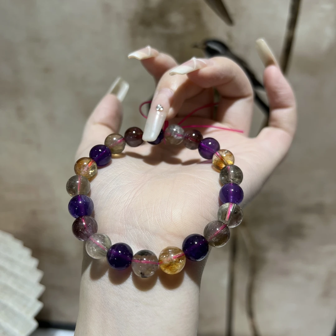 【月月家】E101天然水晶 超七水晶单圈手串9-10mm多样性发其一