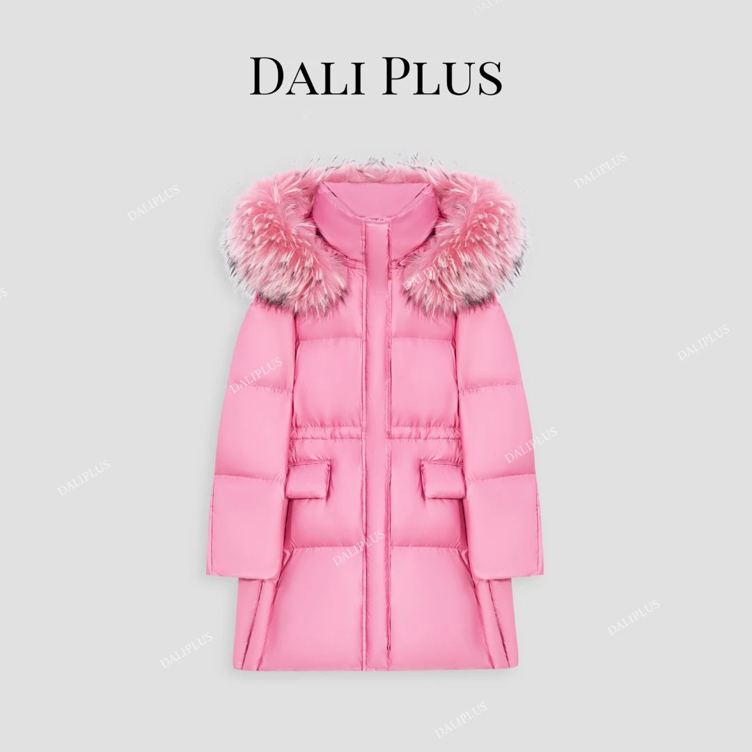 DALI PLUS超美貉子毛鹅绒服可脱卸设计保暖收腰服羽绒服-D4CH0338