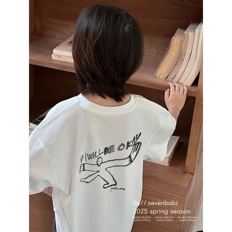 【现货】中小童印花上衣潮儿童t恤男童短袖2025夏季新款童装帅气