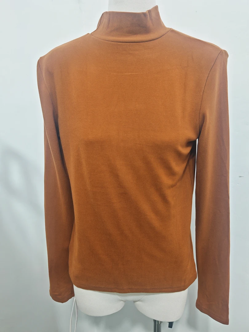 宽松型圆领长袖T恤纯色百搭套头中领打底衫时尚网红女士修身