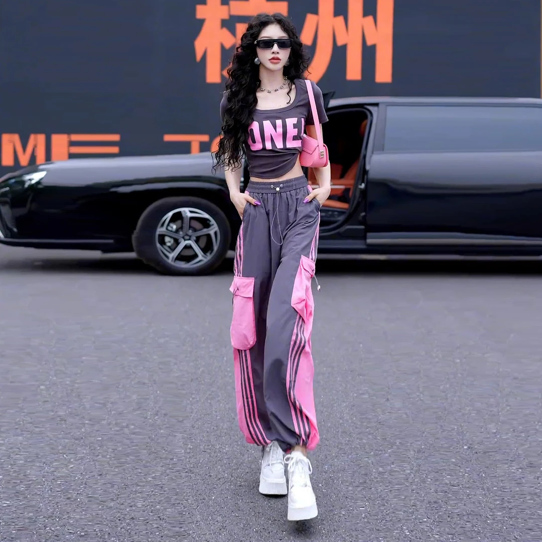 2025超火巨好看的酷飒休闲运动套装女夏季减龄速干束腿裤两件套装