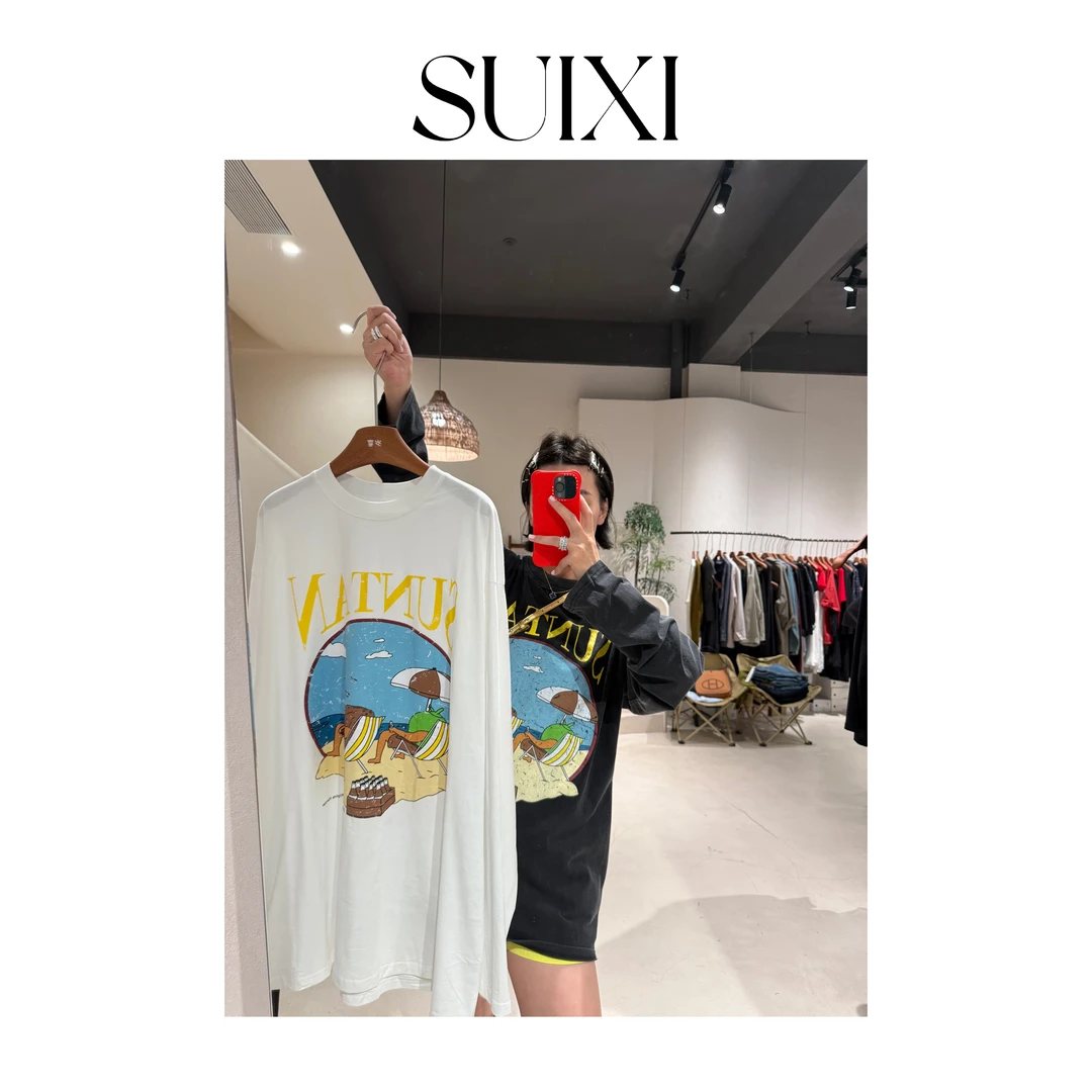 (89797)SUIXI休闲海景沙滩长袖T恤