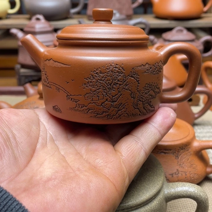 红泥茶壶宜兴紫砂壶半手工德中壶，150cc