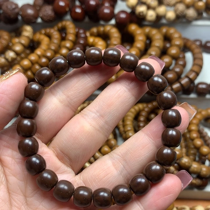 紫金鼠手串9mm实心直切红皮老料单圈手串