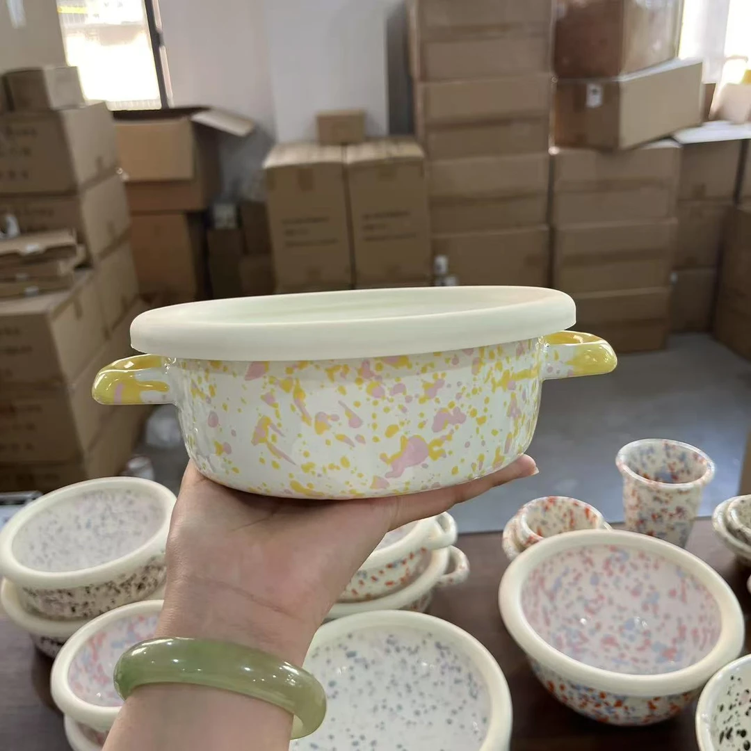 【展会福利】 展会福利！！出韩的 18CM 双耳泼墨 芝士盘 沙拉盘