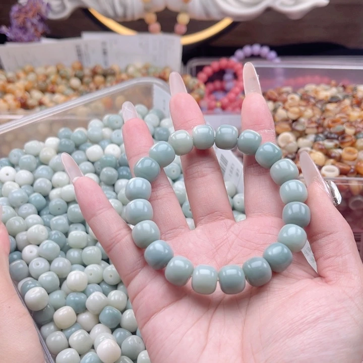 白玉菩提吊坠wq12.5mm50颗。海盐蓝