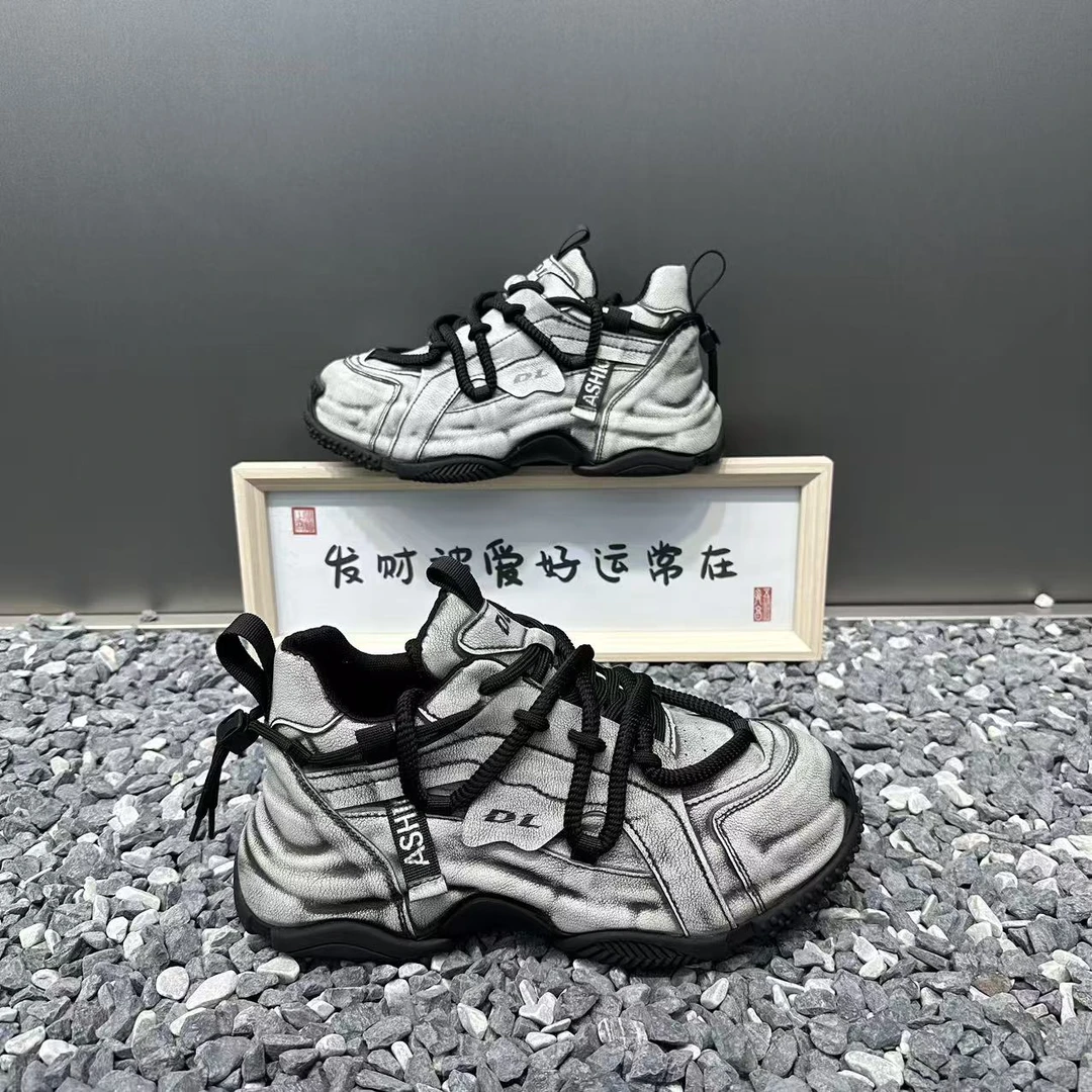 新款男士时尚百搭复古个性拼接厚底增高舒适软底潮男运动休闲鞋