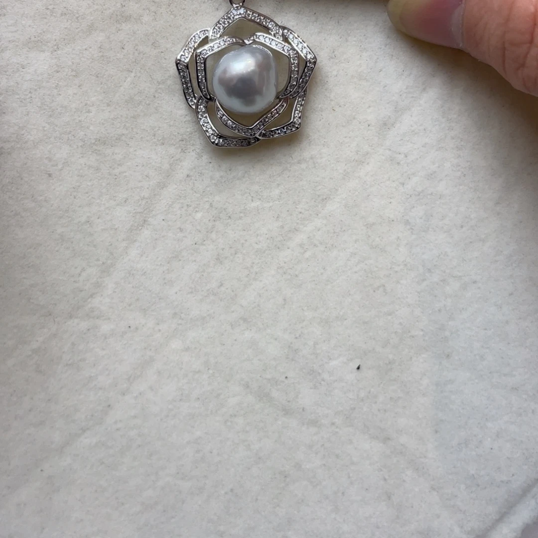 海水珍珠吊坠(不含链)银S925镶嵌