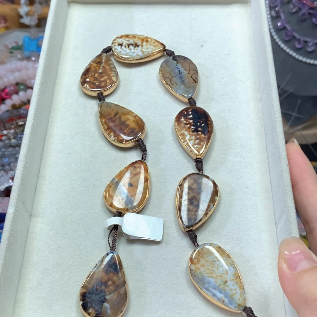 玛瑙/玉髓合金珠宝半成品豹纹玛瑙一条