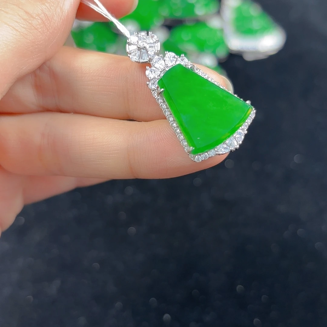 翡翠银S925镶嵌吊坠(不含链)