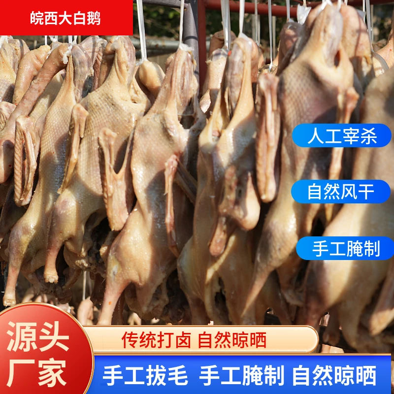 【直播】安徽皖西白鹅优选300天咸无头脖无屁股手工腌制晾晒风干