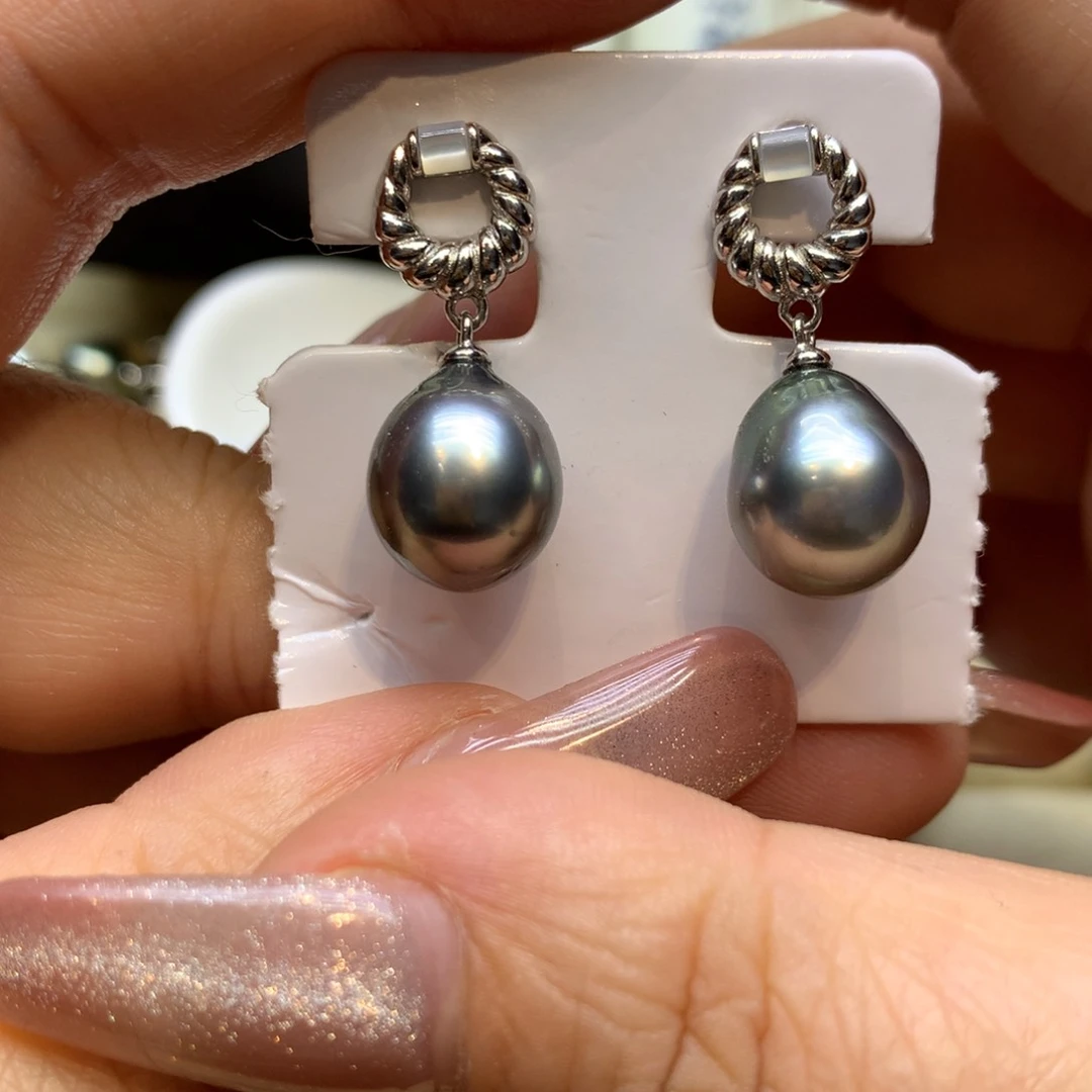 银S925镶嵌耳饰海水珍珠