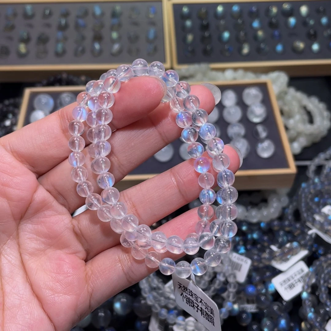 月光石手链未镶嵌Q****学蓝月光多圈手链6m