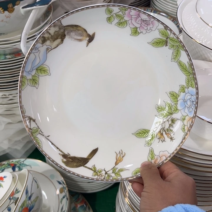 瓷片琴瑟和鸣八寸深盘四个