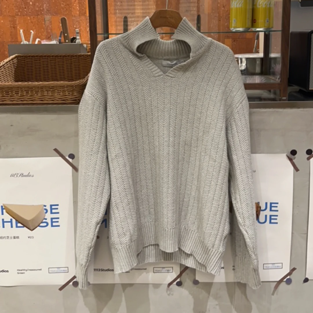 孤品 老钱风海鸥领套头毛衣