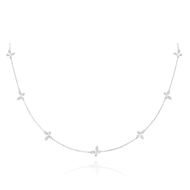 链子925银 多蝴蝶镶嵌项链 ZF-B318
