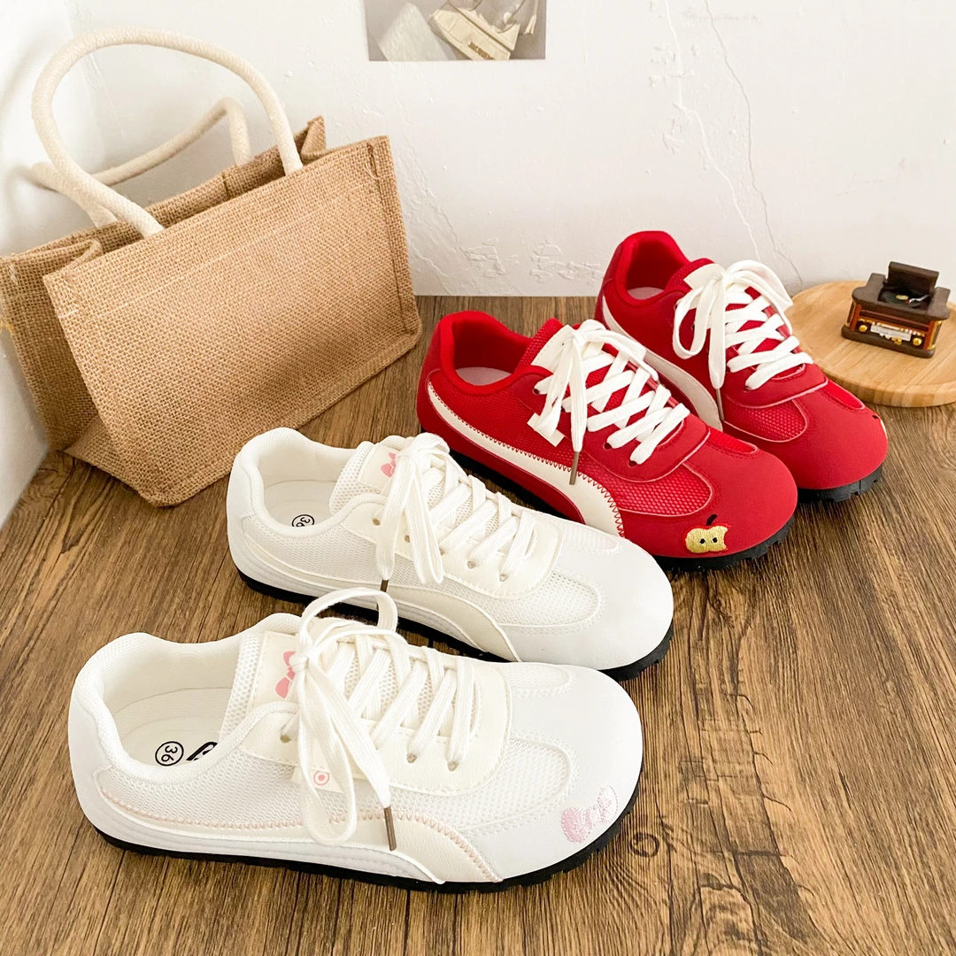 希玥乳胶鞋垫/网面透气赛车鞋女2025新款夏季爆款板鞋平底小白鞋