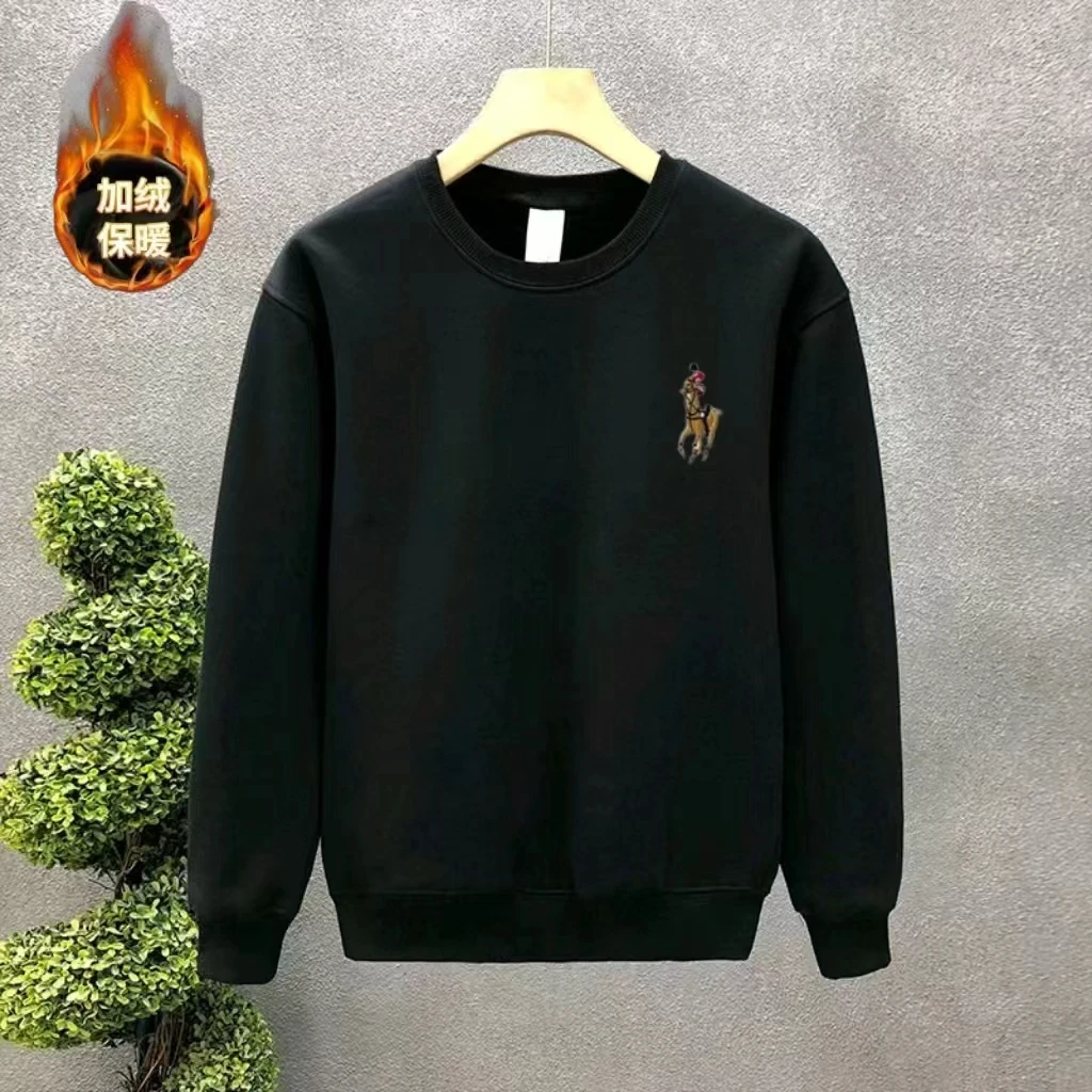 新款圆领卫衣保暖套头冬季时尚运动加绒刺绣卫衣