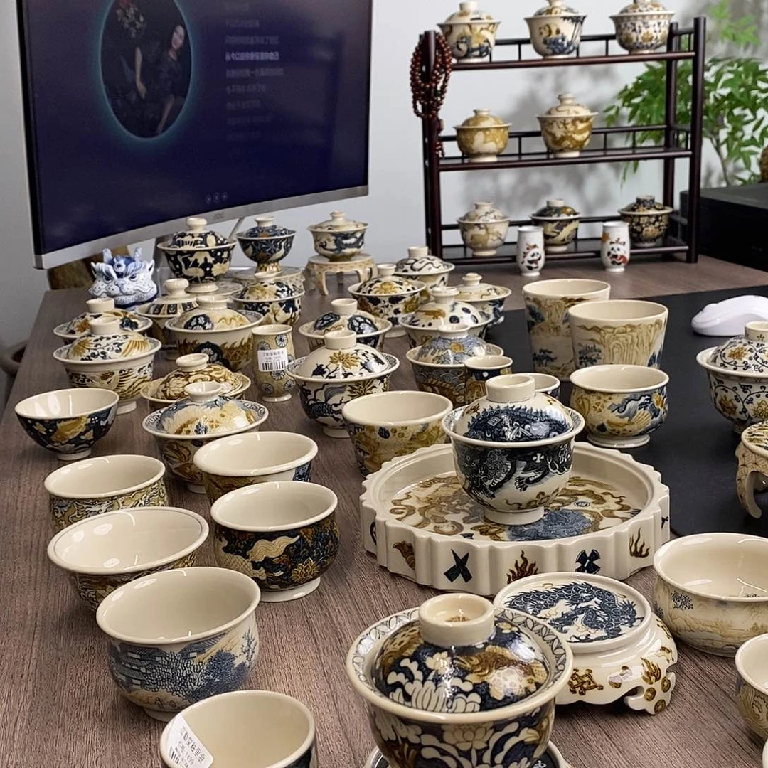 盖碗齐**哥景德镇手工手绘茶具