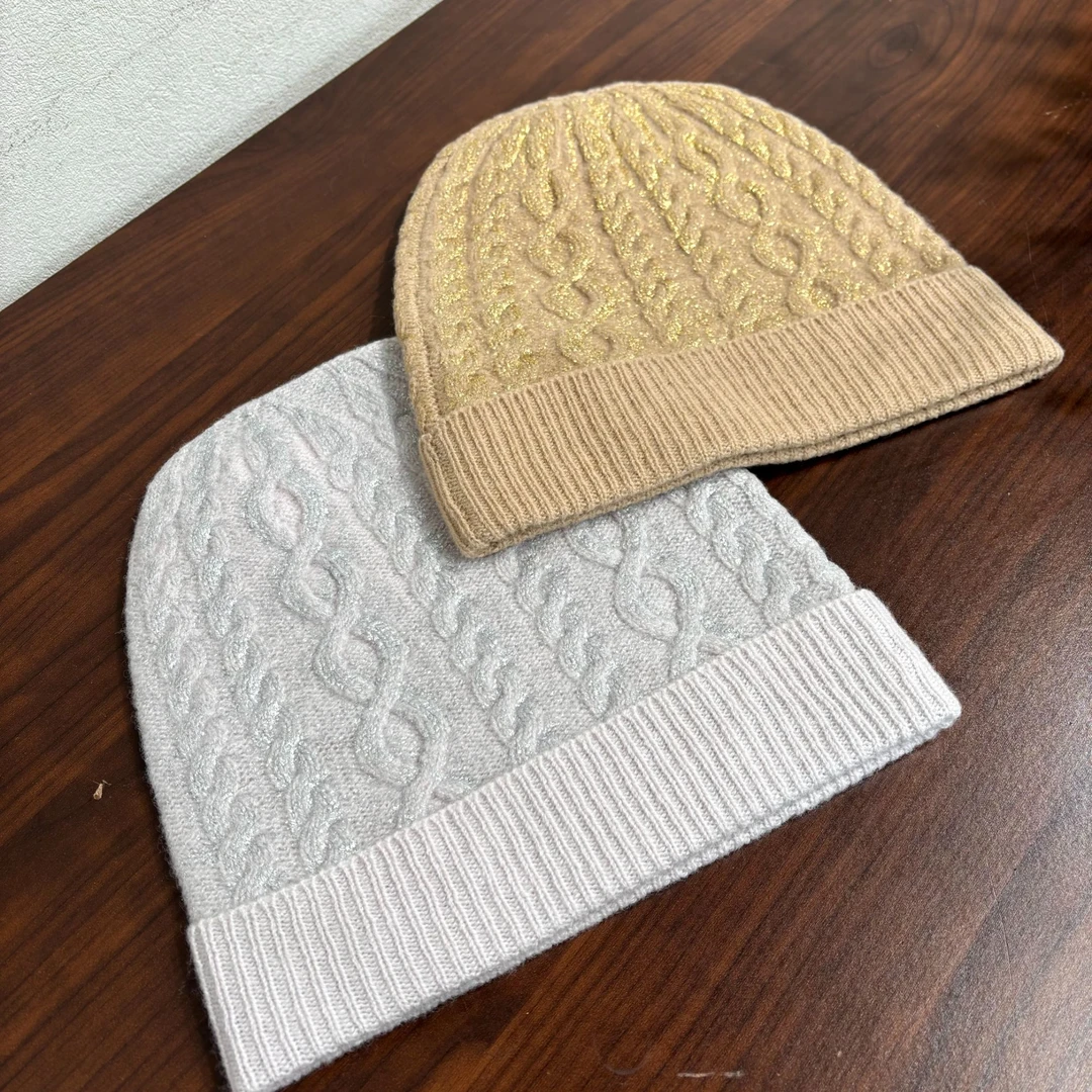 MZ3824 金粉编织针织帽子