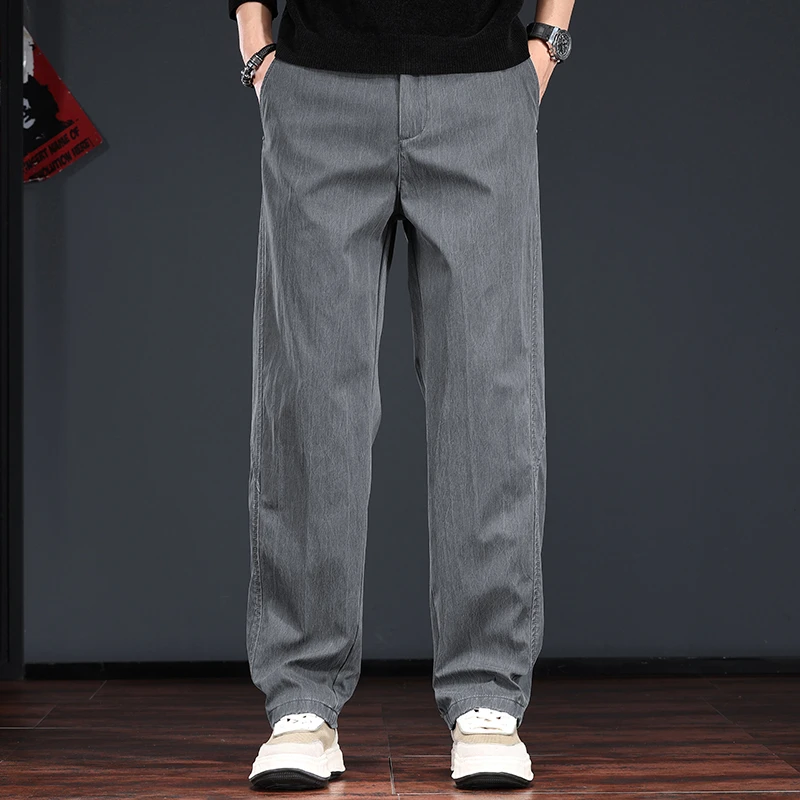 烟灰色美式休闲裤男秋季直筒长裤高级感时尚轻熟风复古水洗工装裤