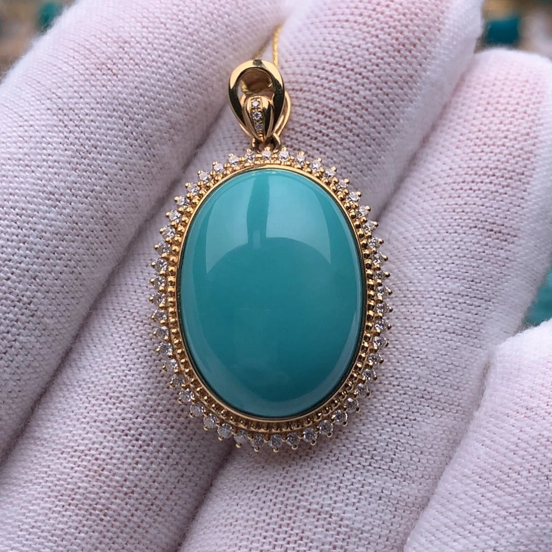 绿松石18K金镶嵌珠宝奇石