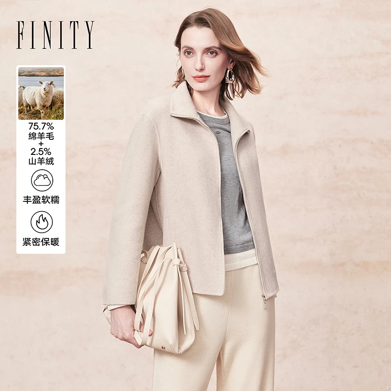 FINITY毛呢外套短款时尚休闲女士春季保暖秋冬绵羊毛 F21Y9C15D1