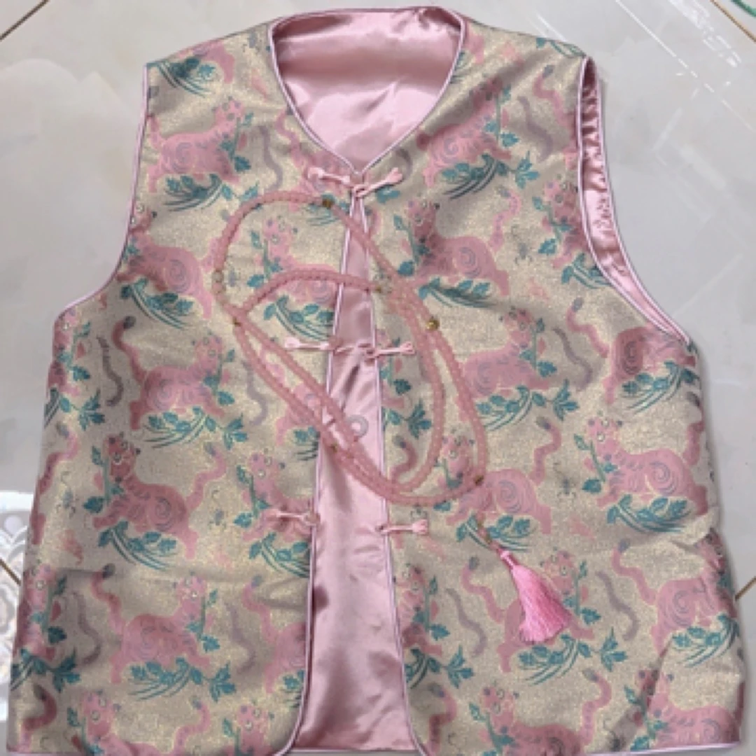 【美钰】流行漂亮洋气高级感新中式国风宋锦小老虎马甲上衣外套