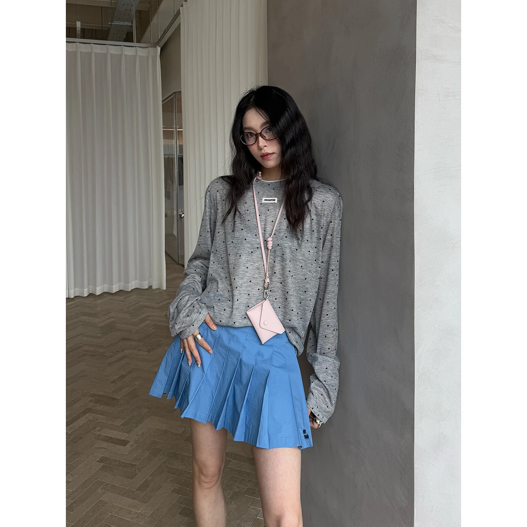 CHRISOU BY DAN小众设计师品牌25春夏新品波点装饰长袖T SOLSOL