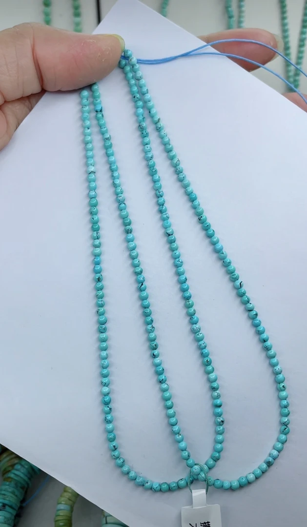 天然原矿绿松石米珠链