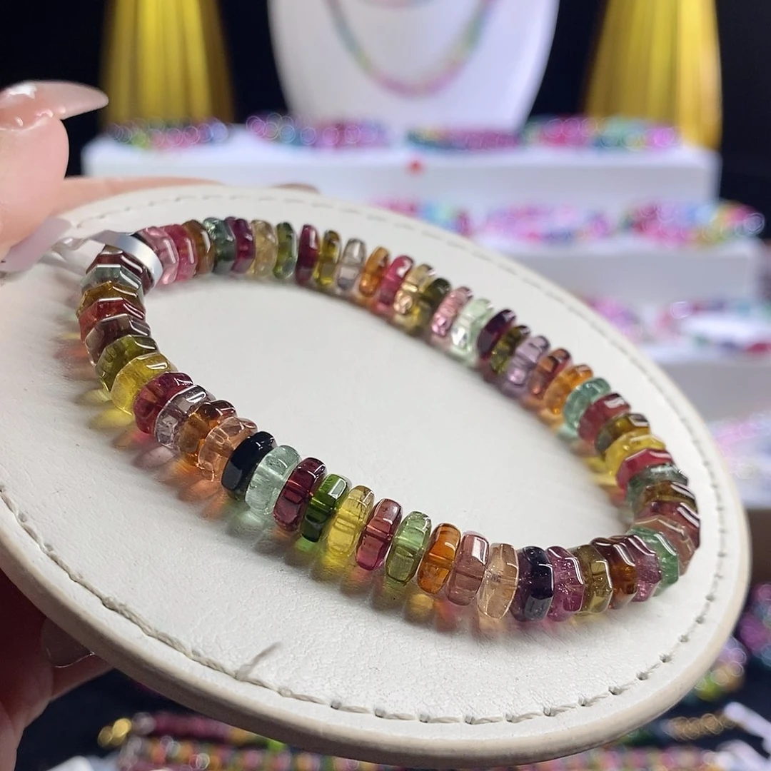 未镶嵌手链碧玺八角切算盘珠