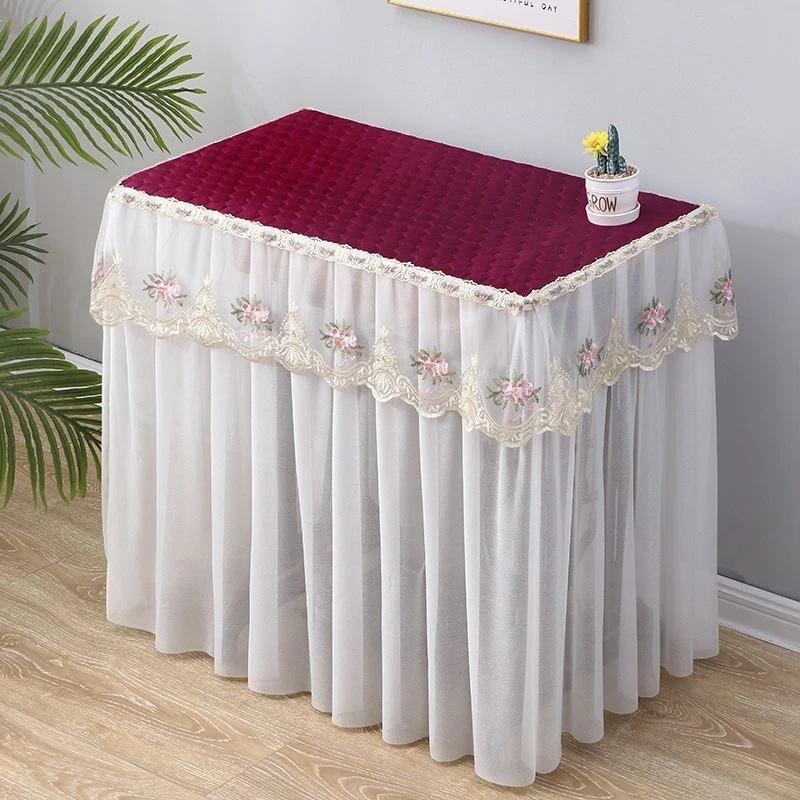 老式缝纫机套罩家用长方形遮尘布蕾丝布艺缝纫机盖布盖垫缝纫机帘